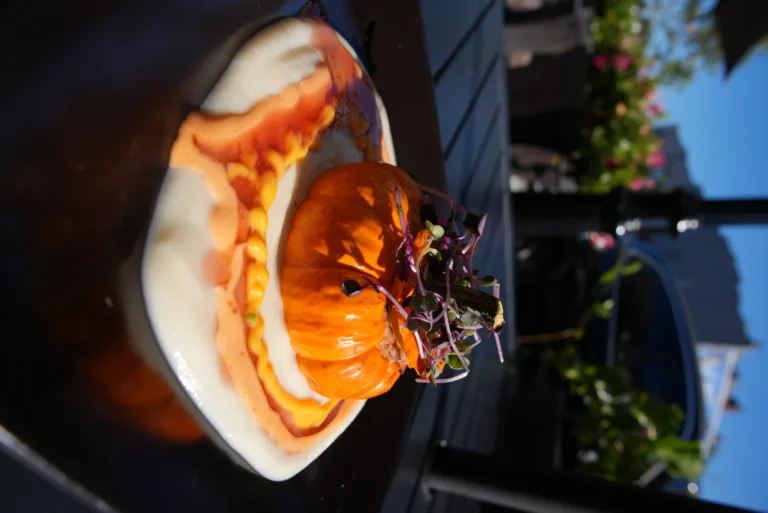 Seasonal pumpkin special served al fresco at Mezza Luna Bistro